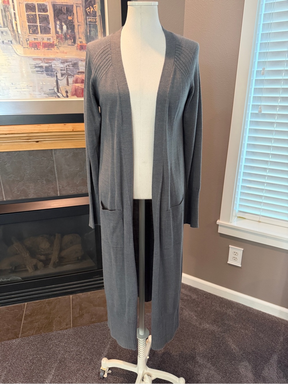 NWT Long Open-Front Cardigan in Gray